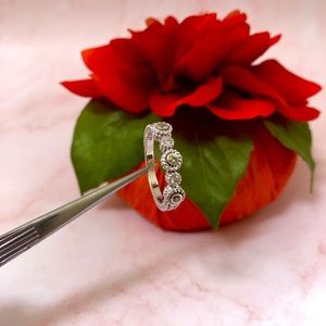 Judith Ripka .925 Sterling Silver 5 CZ Ring size 9